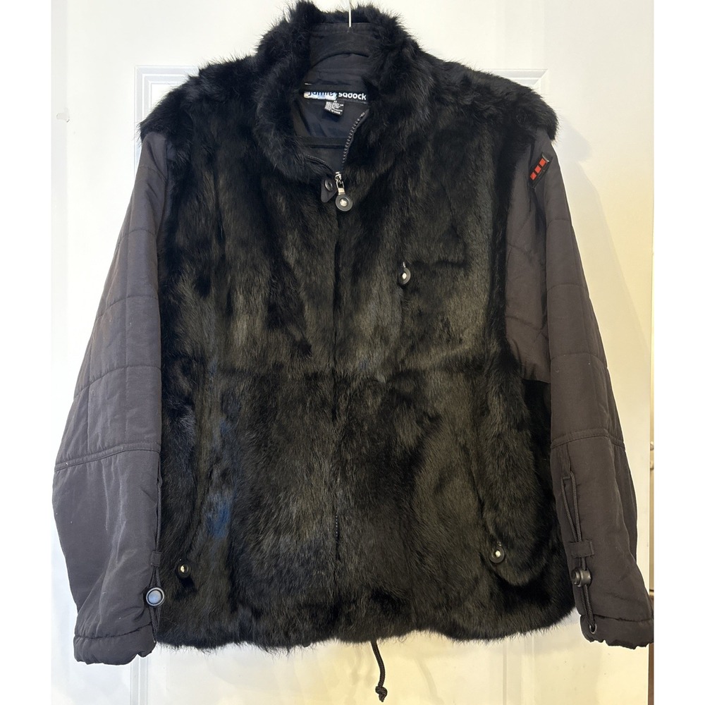 Jamie Sodock Women's Black Rabbit Fur Jacket Size Medium